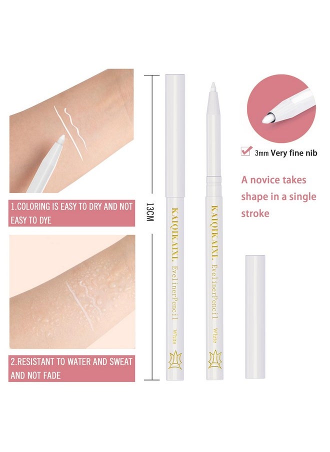 12Pcs White Eyeliner Pencils Professional Use as Highlighter,Lip Line Pen Long-lasting Nice Color Eye Brow Gel Pen Makeup Brow Tint Pencils Beauty Makeup Tools