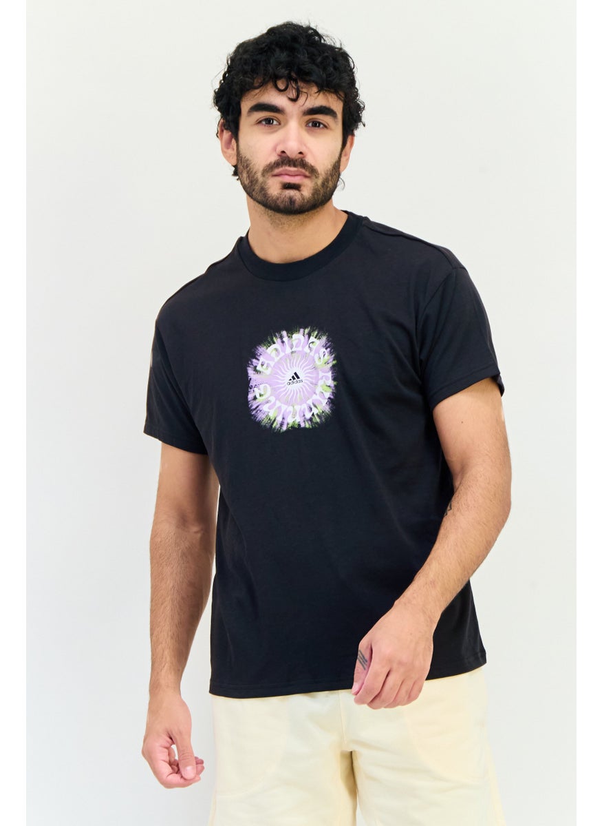 Men Sportswear Fit Short Sleeves Outdoor T-Shirt, Black