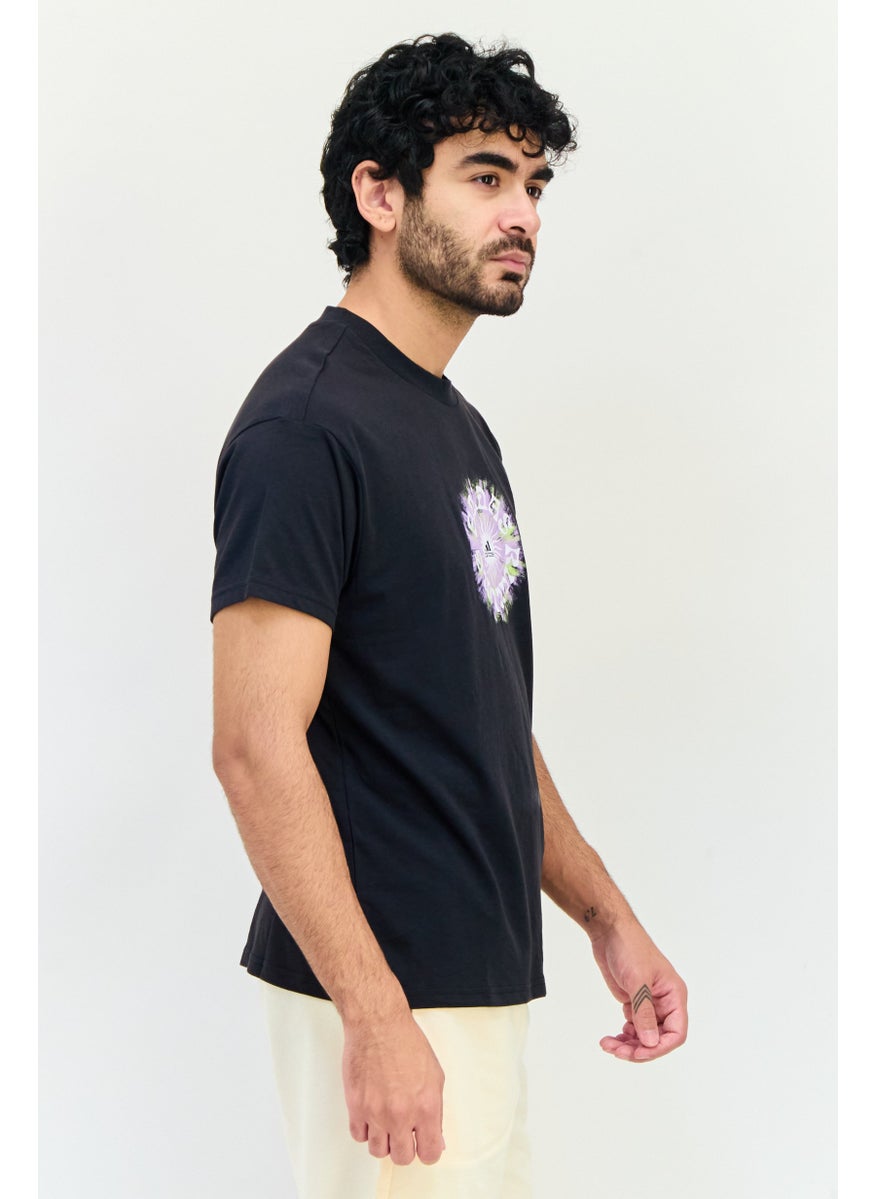 Men Sportswear Fit Short Sleeves Outdoor T-Shirt, Black