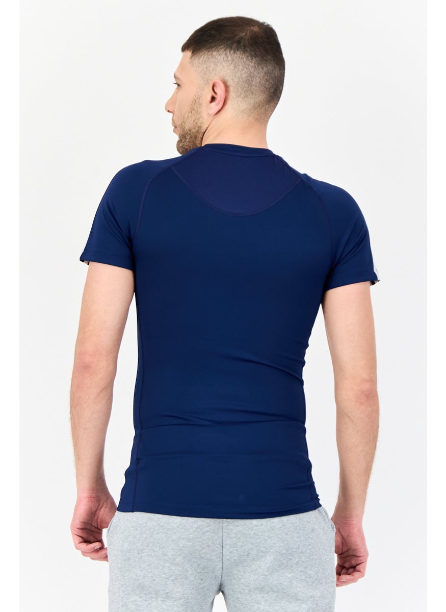 Men Sportswear Fit Short Sleeves Training T-Shirts, Dark Blue