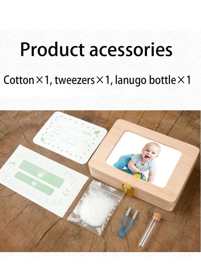 Tooth Box, Personality Wooden Kids Keepsake Organizer for Baby Teeth and Hair Photo, Shower  Birthday Gift, Storage Memory
