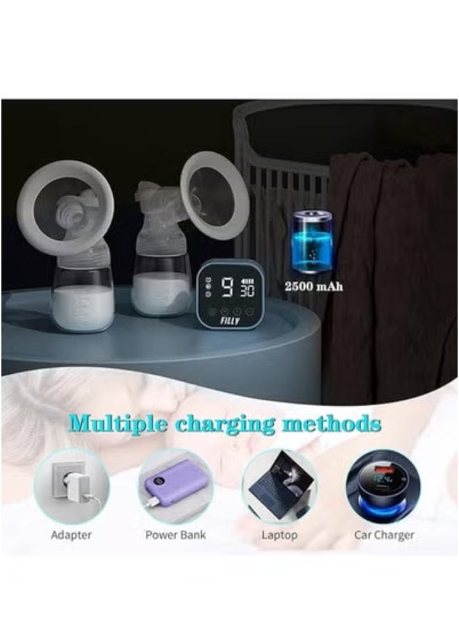 Electric Double Breast Pump with Lactation Function Wearable Hands Free Electric Automatic Breastfeeding Breast Pump with added 250 ml milk storage bags 10 pieces