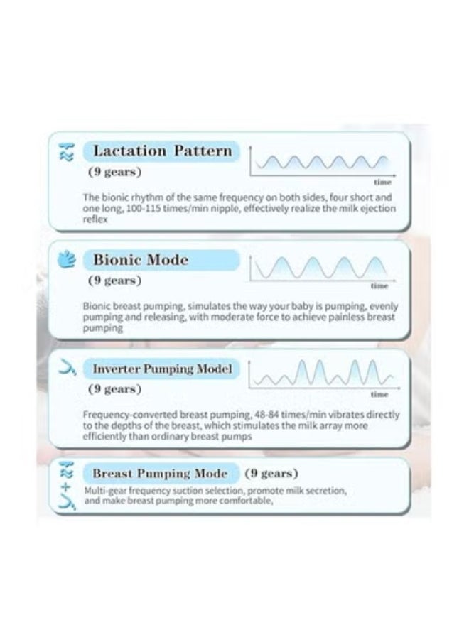 Electric Double Breast Pump with Lactation Function Wearable Hands Free Electric Automatic Breastfeeding Breast Pump with added 250 ml milk storage bags 10 pieces