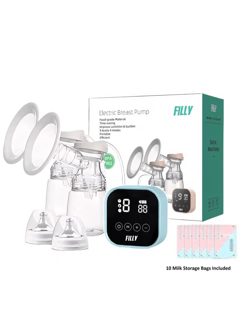 Electric Double Breast Pump with Lactation Function Wearable Hands Free Electric Automatic Breastfeeding Breast Pump with added 250 ml milk storage bags 10 pieces