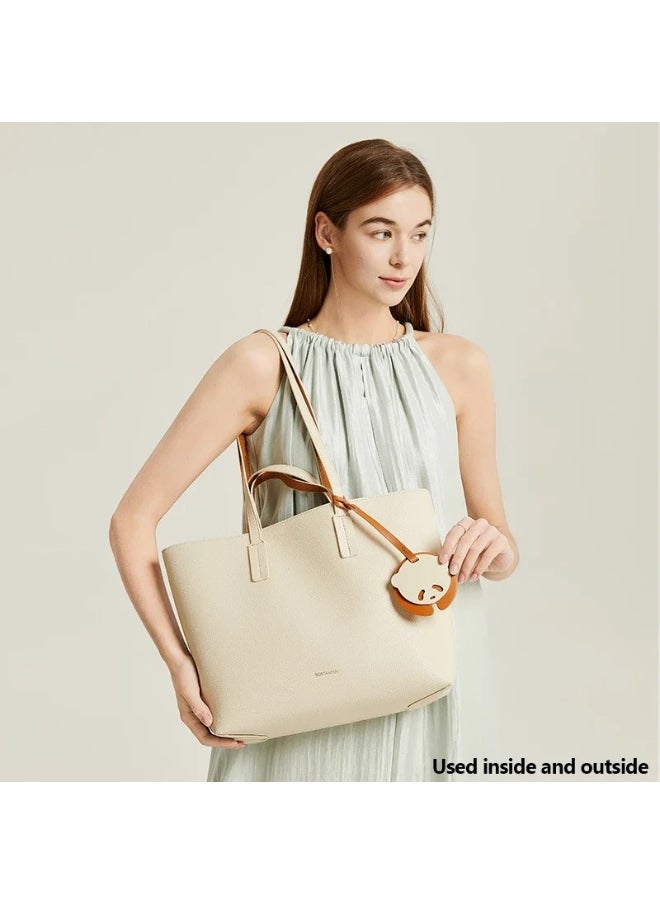 BOSTANTEN Bianna Women's Tote & Sling Bag – Off-White with Brown – Stylish Shoulder Bag