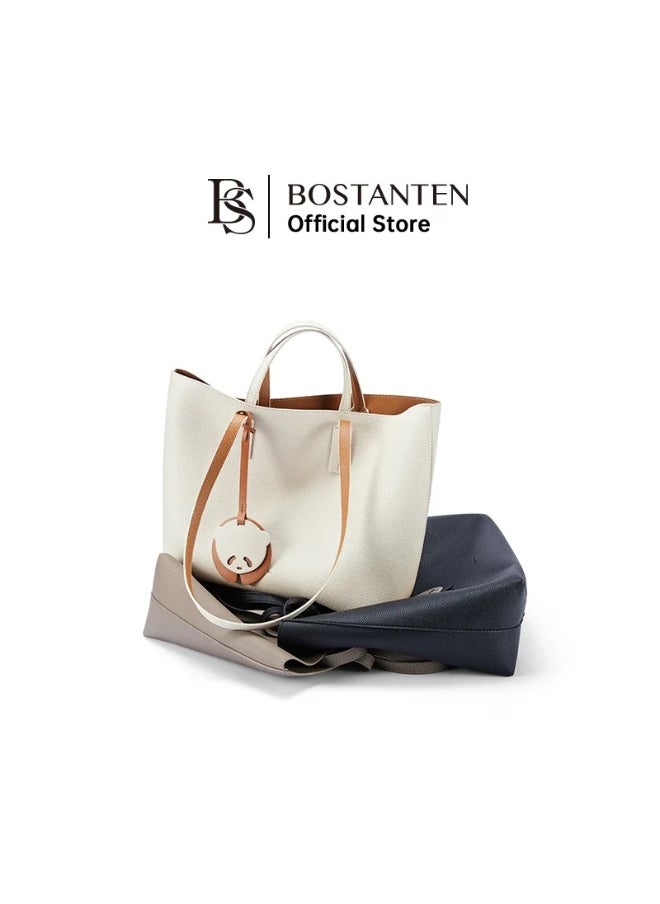 BOSTANTEN Bianna Women's Tote & Sling Bag – Off-White with Brown – Stylish Shoulder Bag