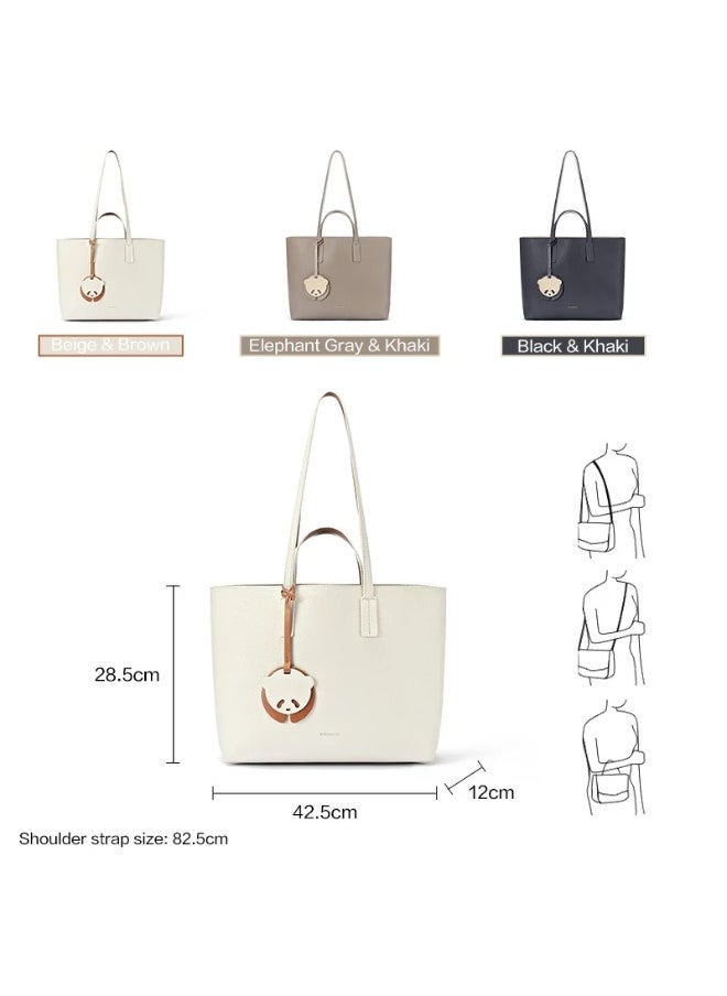 BOSTANTEN Bianna Women's Tote & Sling Bag – Off-White with Brown – Stylish Shoulder Bag