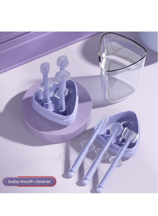 Baby Silicone Toothbrush Set, 3 Pack Newborn Toothbrushes 0 to 18 Months, Baby Tongue Cleaner  U-Shaped Toothscrubber  Baby First Toothbrush Teething, Infant Gum Mouth Cleaner for 0-36 Mon