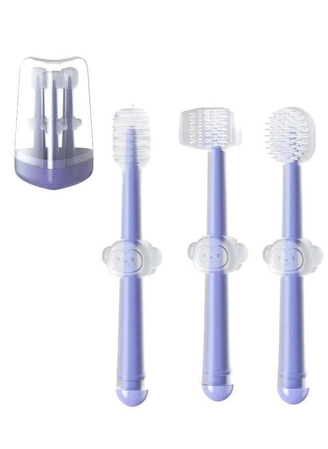 Baby Silicone Toothbrush Set, 3 Pack Newborn Toothbrushes 0 to 18 Months, Baby Tongue Cleaner  U-Shaped Toothscrubber  Baby First Toothbrush Teething, Infant Gum Mouth Cleaner for 0-36 Mon
