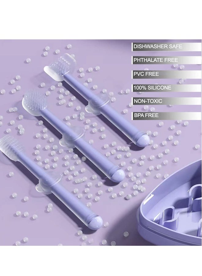 Baby Silicone Toothbrush Set, 3 Pack Newborn Toothbrushes 0 to 18 Months, Baby Tongue Cleaner  U-Shaped Toothscrubber  Baby First Toothbrush Teething, Infant Gum Mouth Cleaner for 0-36 Mon