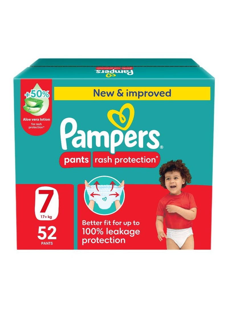 Rash And Leakage Protection Size 7 17+kg Pants Diapers With Aloe Vera Lotion Jumbo Box - 52 Count