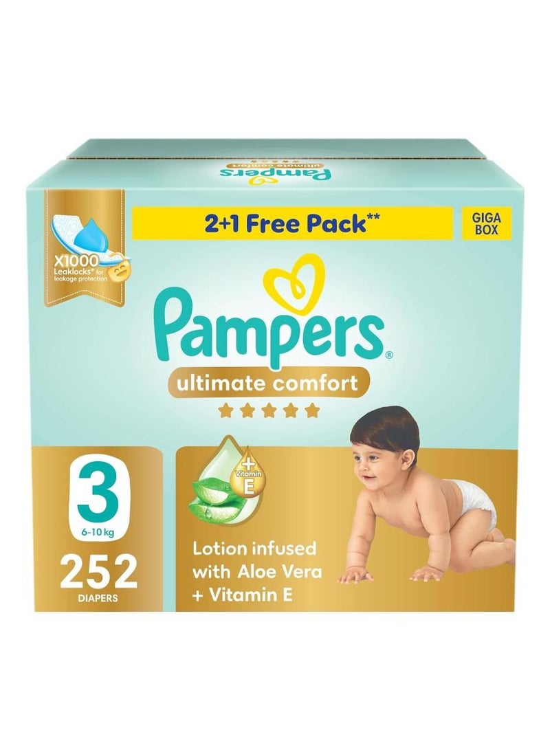 Ultimate Comfort Size 3 6-10kg Taped Diapers Lotion Infused With Aloe Vera And Vitamin E Giga Box