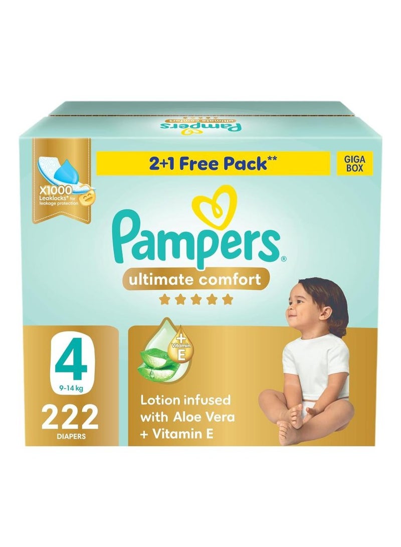 Ultimate Comfort Size 4 9-14kg Taped Diapers Lotion Infused With Aloe Vera And Vitamin E Giga Box
