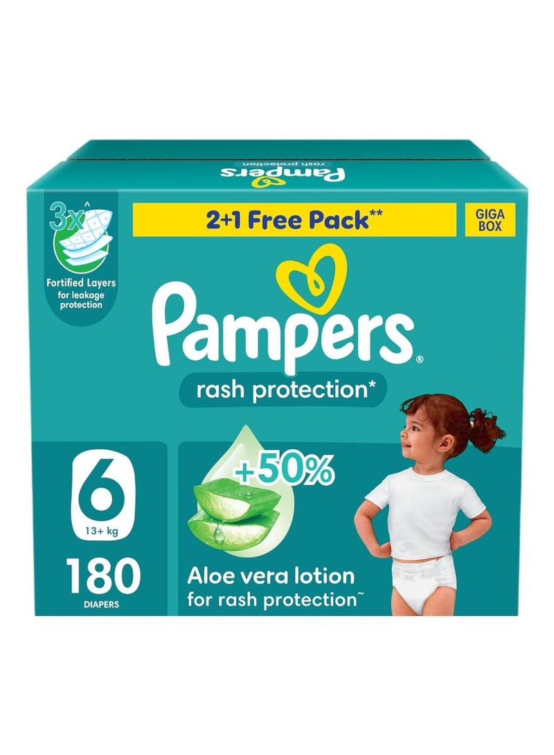 Rash Protection Size 6 13+kg Taped Diapers With Aloe Vera Lotion And 3x Fortified Layers For Leakage Giga Box