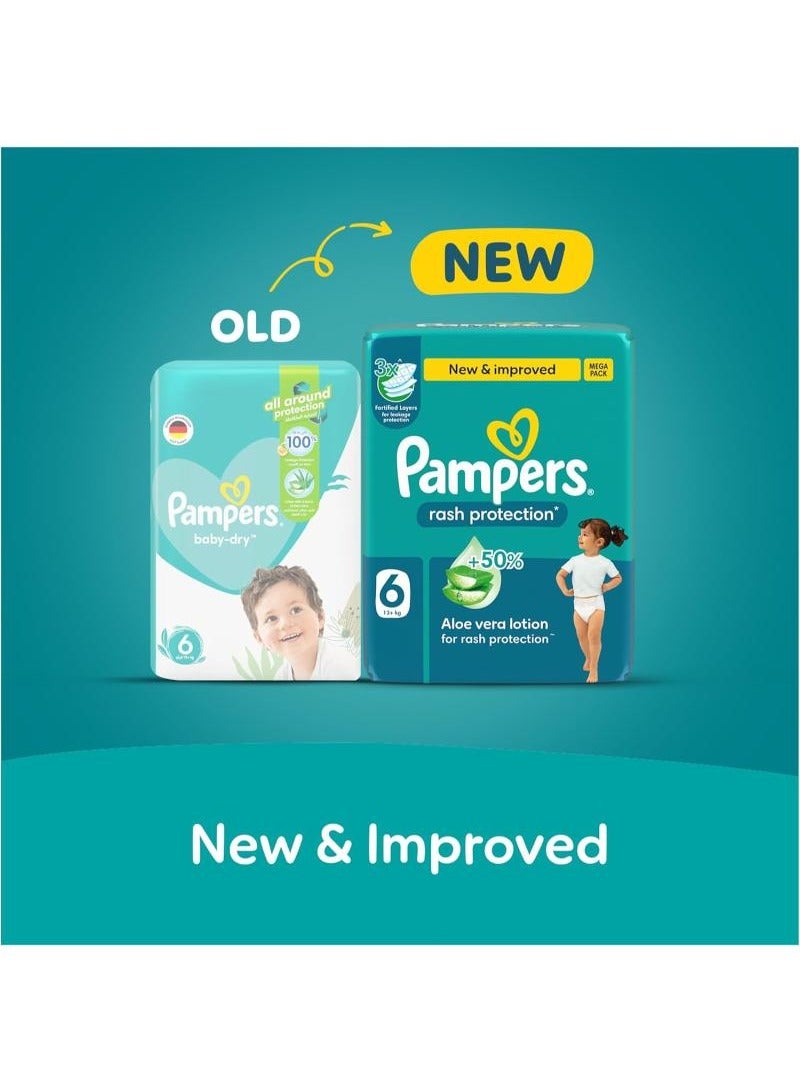 Rash Protection Size 6 13+kg Taped Diapers With Aloe Vera Lotion And 3x Fortified Layers For Leakage Giga Box