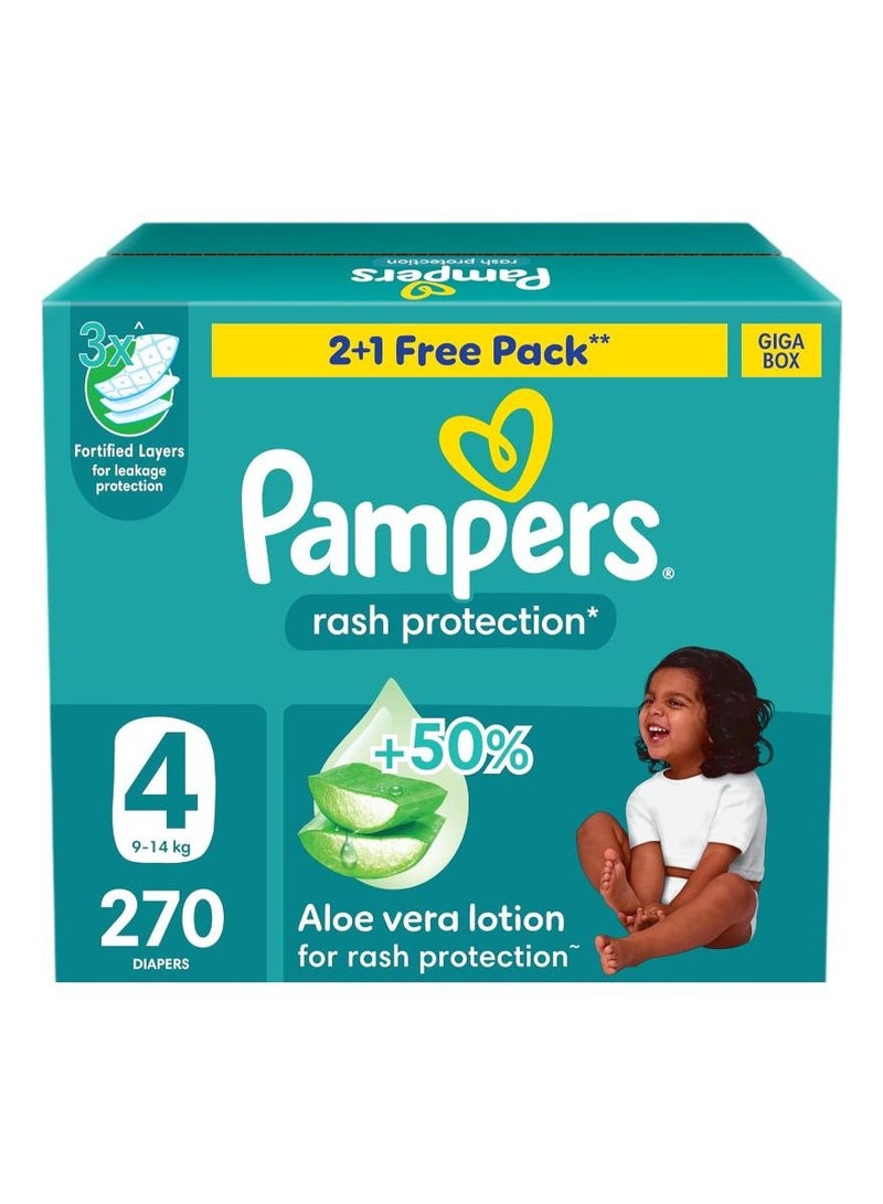 Rash Protection Size 4 9-14kg Taped Diapers Aloe Vera Lotion With 3x Fortified Layers For Leakage Giga Box