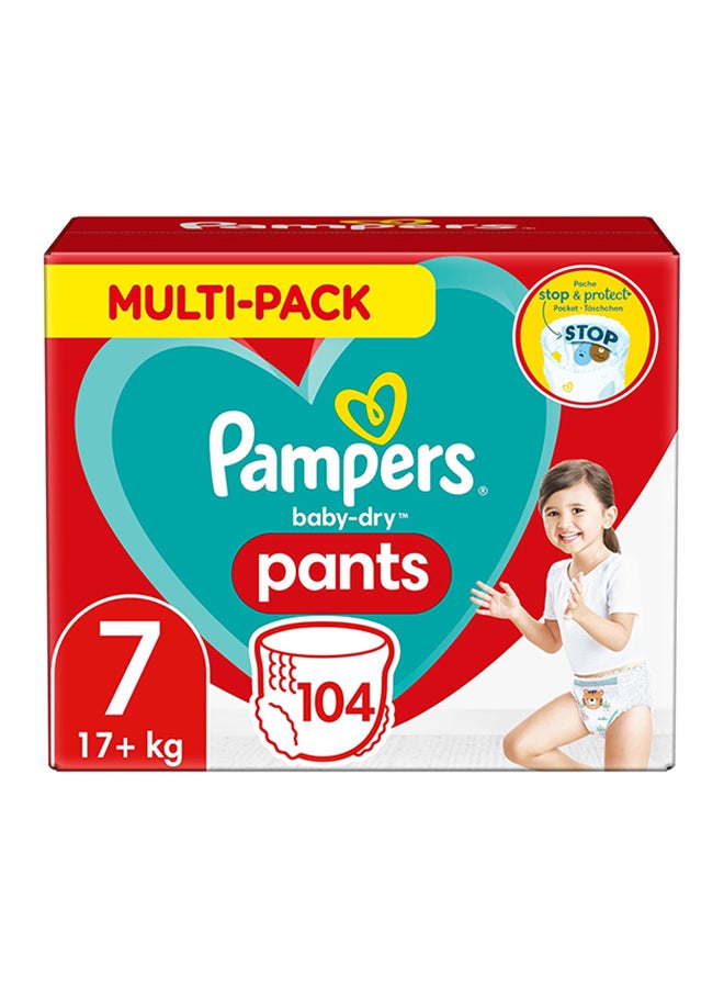 Pack Of 104 Pampers Baby-Dry Nappies/Pants, Size 7, 17 Kg+