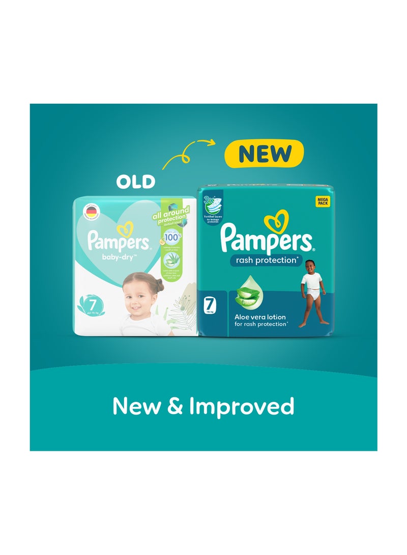 Rash Protection Size 7 15+kg Taped Diapers With Aloe Vera Lotion And 3x Fortified Layers For Leakage Giant Box