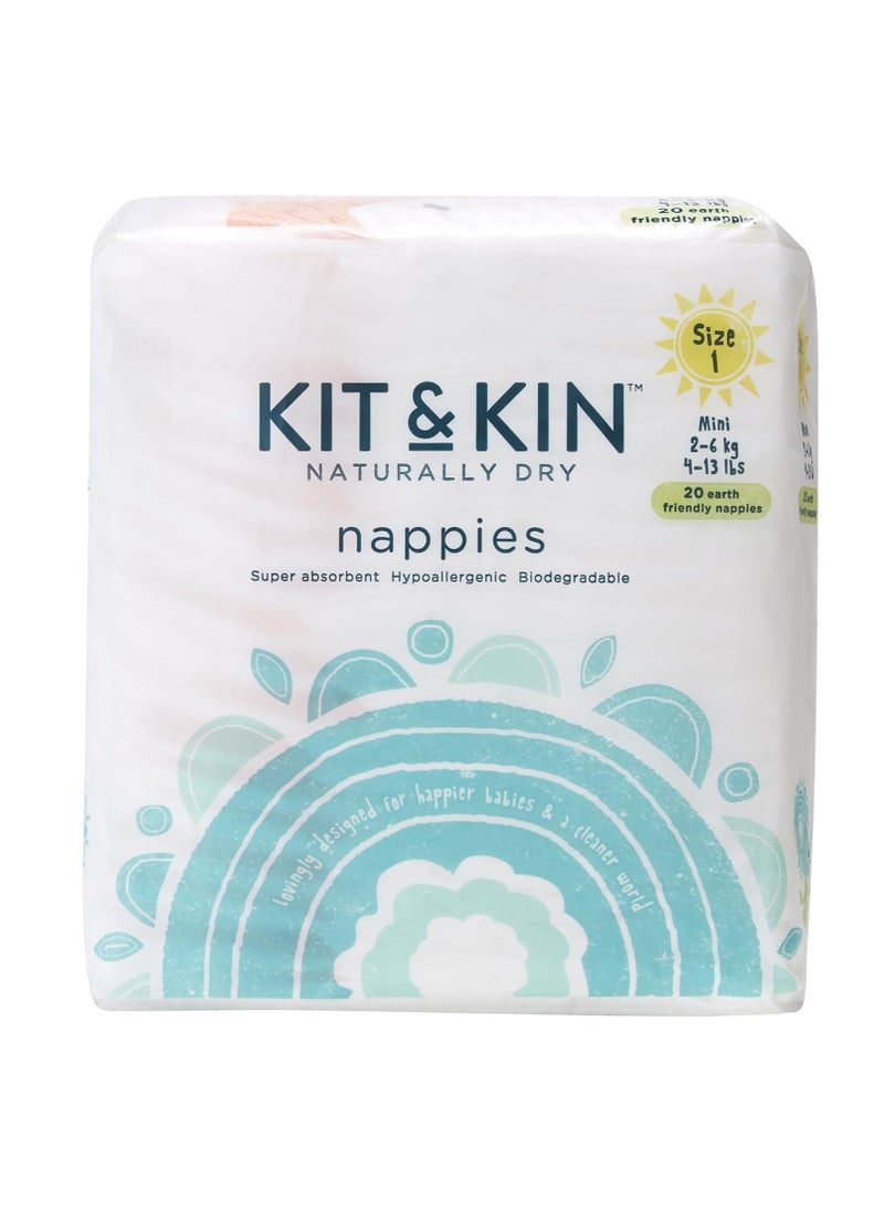 KIT & KIN Taped Baby Diapers for New Born - Size 1, 2-6Kg | Flash Dry with Superior Leak Protection Ultimate Hypoallergenic for Skin Protection | Eco-Friendly Baby Nappies for Newborn | 38 Counts