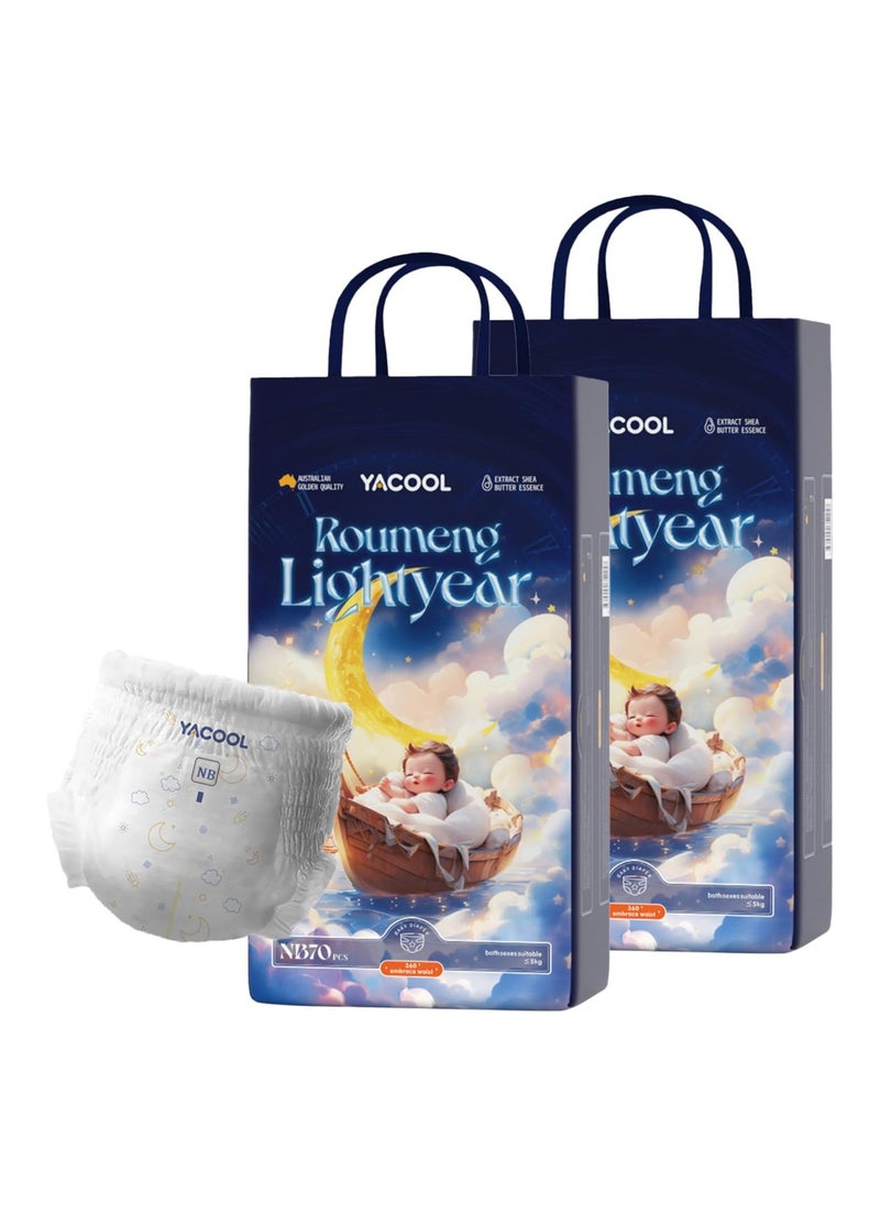 NB Size Baby Diapers 70 Count 2-Pack | Ultra Thin & Breathable | Leakproof & Quick-Dry | Hypoallergenic Newborn Pants