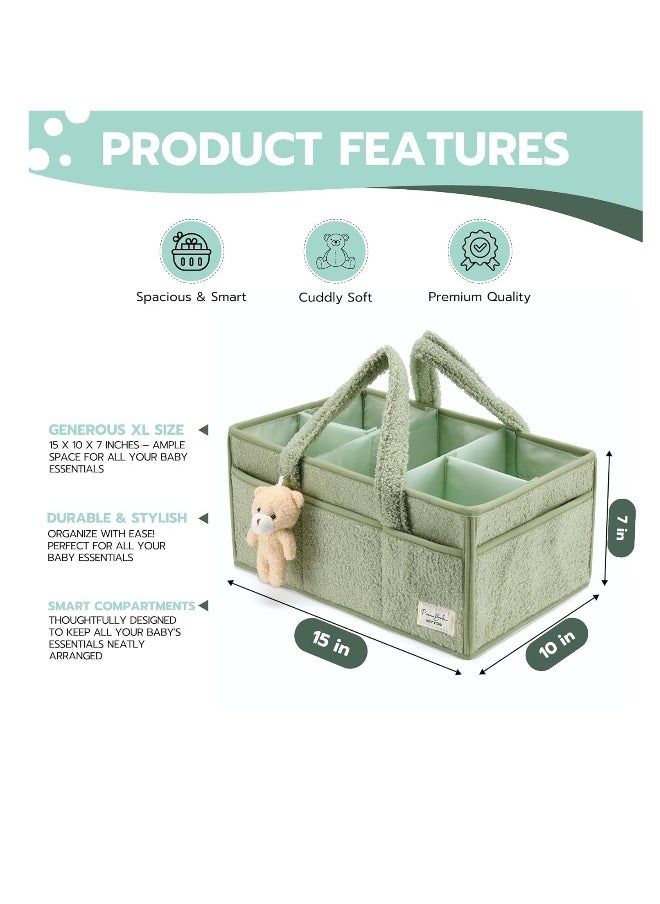 Baby Diaper Storage Box, Baby Storage Basket for Diaper Changing and Baby Wipes, Baby Shower Gifts, Car Storage Box, Nursery Diaper Storage Box, Portable Diaper Storage Box