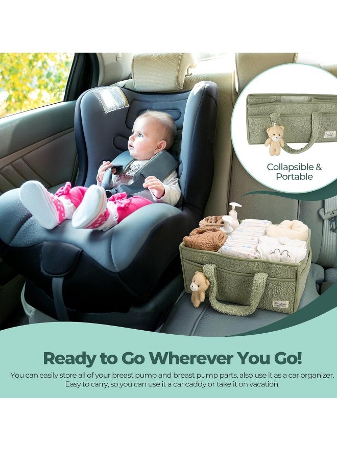 Baby Diaper Storage Box, Baby Storage Basket for Diaper Changing and Baby Wipes, Baby Shower Gifts, Car Storage Box, Nursery Diaper Storage Box, Portable Diaper Storage Box