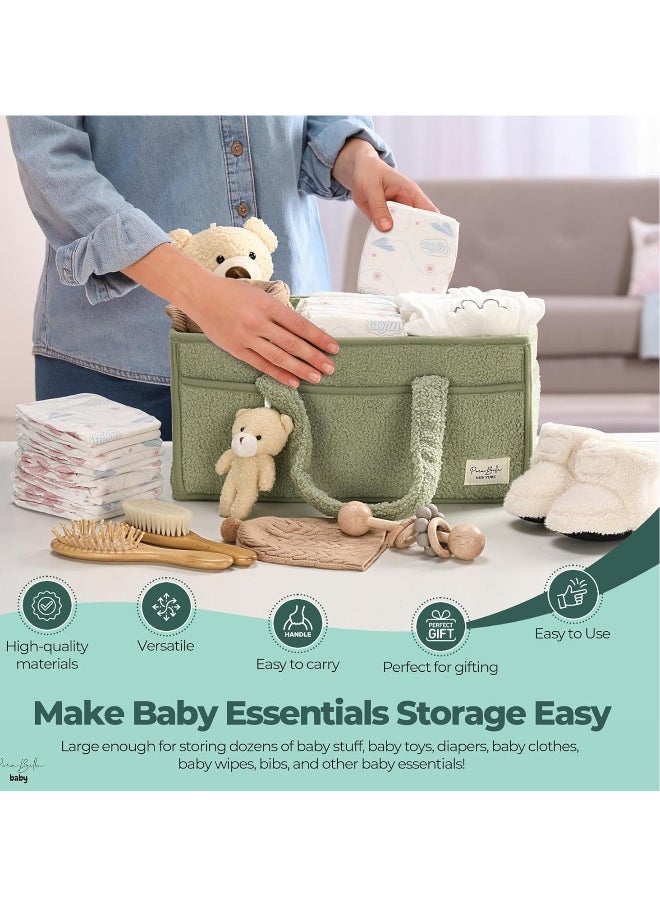 Baby Diaper Storage Box, Baby Storage Basket for Diaper Changing and Baby Wipes, Baby Shower Gifts, Car Storage Box, Nursery Diaper Storage Box, Portable Diaper Storage Box