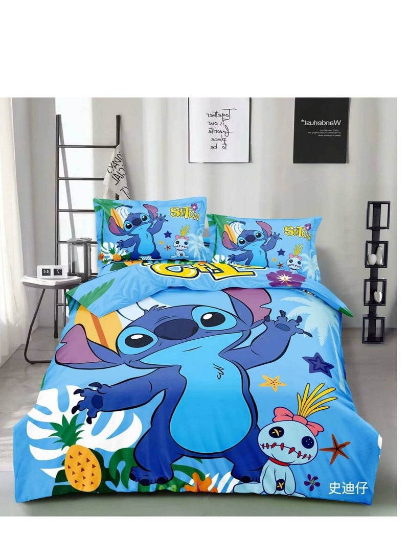 Single Size 4Pcs Comforter  set 160x210cm , fitted sheets size (120x200)+30cm Cotton and polyester  Cartoon character
