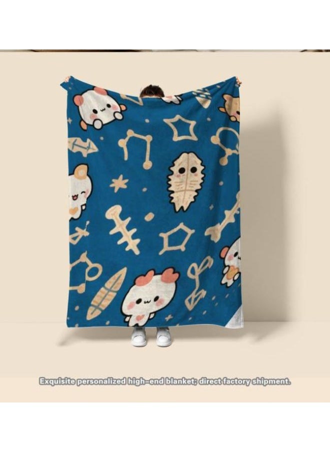 Flannel thin blanket (warm and comfortable, suitable for sleep, gaming, dust removal and sandproof) 150cm*200cm - 732