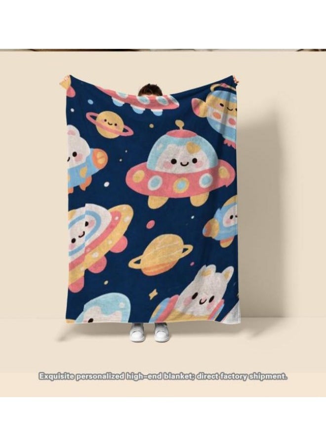 Children's or student cartoon flannel thin blanket (warm and comfortable, suitable for sleep, games) 100cm*150cm