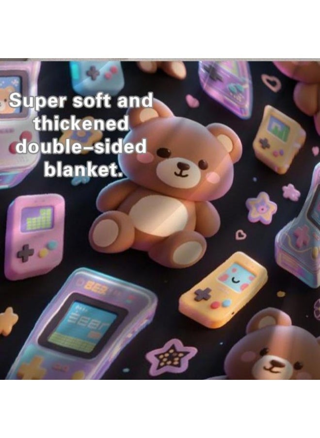 Children's or student cartoon flannel thin blanket (warm and comfortable, suitable for sleep, games) 100cm*150cm - 1066
