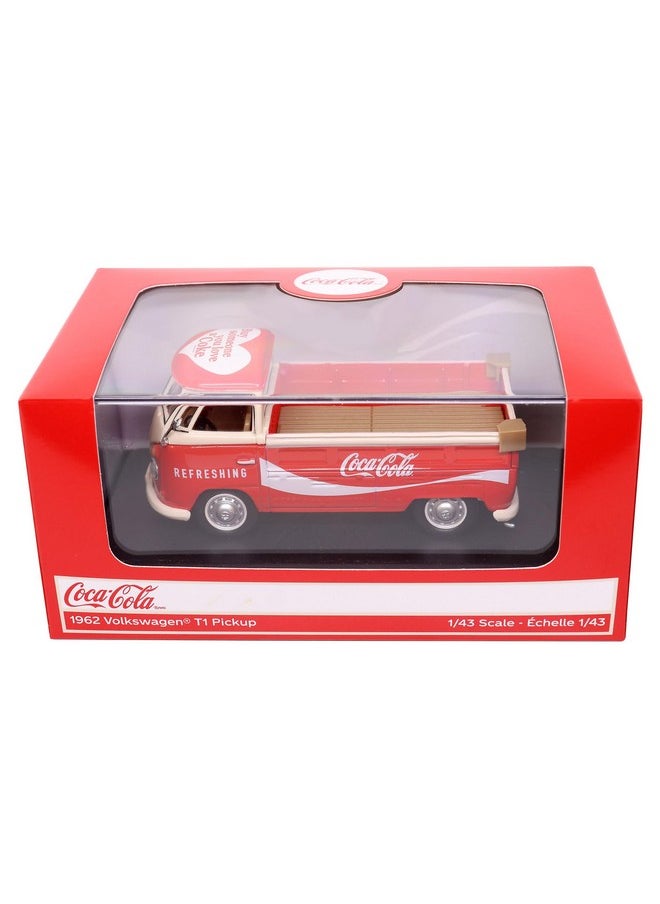 Motor city classics Coca-Cola Diecast Collectible | 1962 Volkswagen Cargo Van Red-White | 1:43 Diecast Scale Model 432201 | Officially Licensed Coca-Cola Diecast