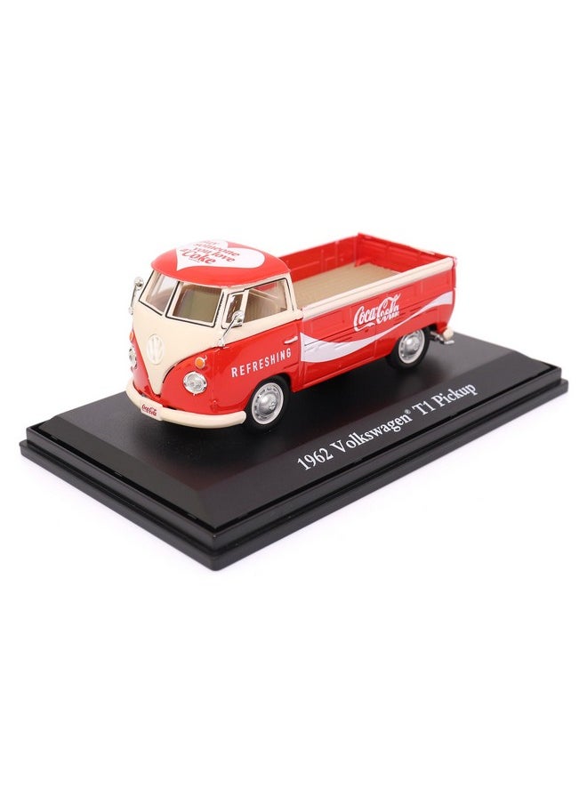 Motor city classics Coca-Cola Diecast Collectible | 1962 Volkswagen Cargo Van Red-White | 1:43 Diecast Scale Model 432201 | Officially Licensed Coca-Cola Diecast