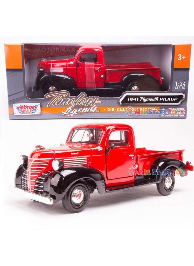 Motormax 73278AC-RD 1: 24 W/B - American Classics - 1941 Plymouth Pickup (/Black), Red