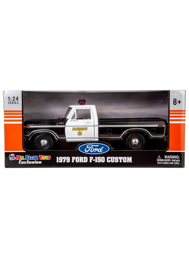 Motormax All Star Toys Exclusive 1979 Ford F-150 Sheriff Pickup Classic F150 Police Pick Up Truck 1:24 Diecast Collectible Model Car Black 76986 (Sheriff)