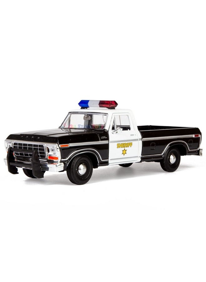 Motormax All Star Toys Exclusive 1979 Ford F-150 Sheriff Pickup Classic F150 Police Pick Up Truck 1:24 Diecast Collectible Model Car Black 76986 (Sheriff)