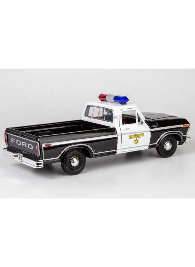 Motormax All Star Toys Exclusive 1979 Ford F-150 Sheriff Pickup Classic F150 Police Pick Up Truck 1:24 Diecast Collectible Model Car Black 76986 (Sheriff)