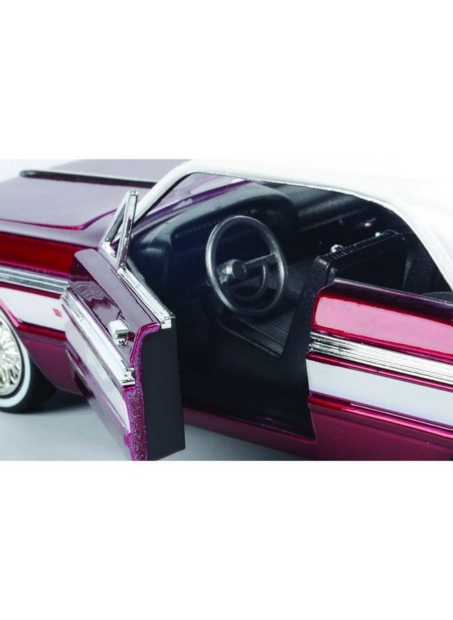 1964 Chevy Impala Lowrider Hard Top Candy Red Metallic with White Top Get Low Series 1/24 Diecast Model Car by Motormax 79021