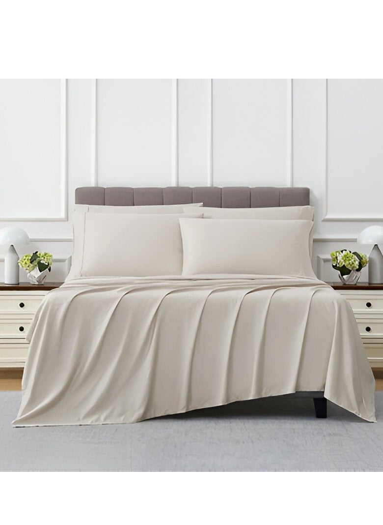 Kirkland Signature 680 Thread Count 6 Piece Sheet Set - 1 Flat Sheet, 1 Fitted Sheet, 4 Pillowcases - Light Taupe
