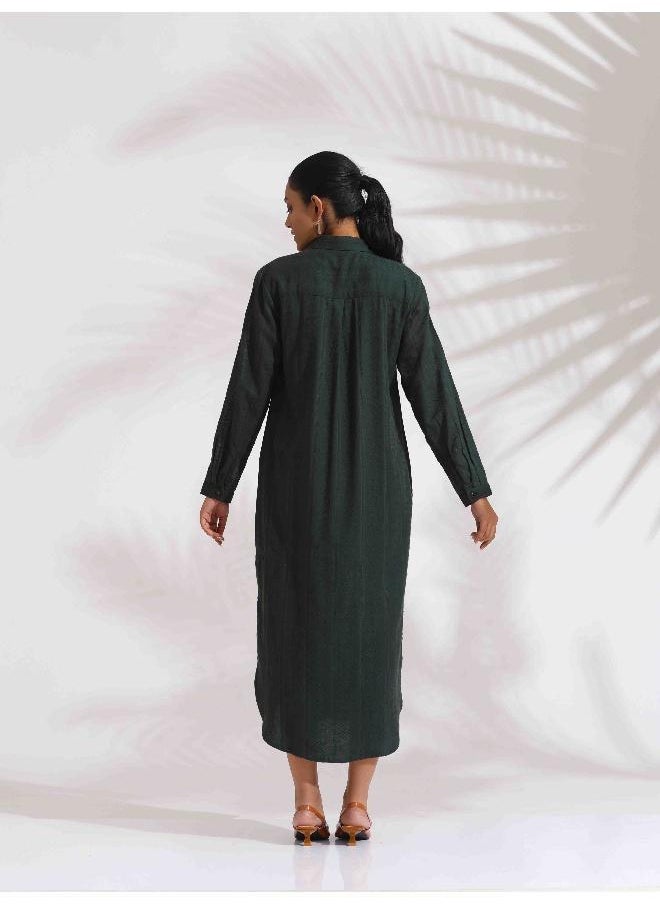 Green Cotton Shirt Dress