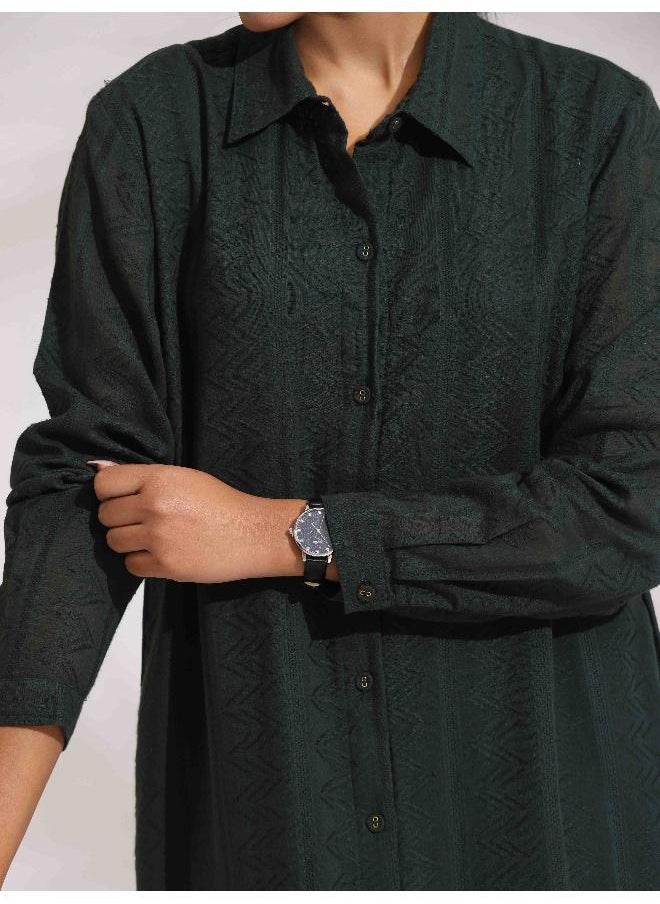 Green Cotton Shirt Dress