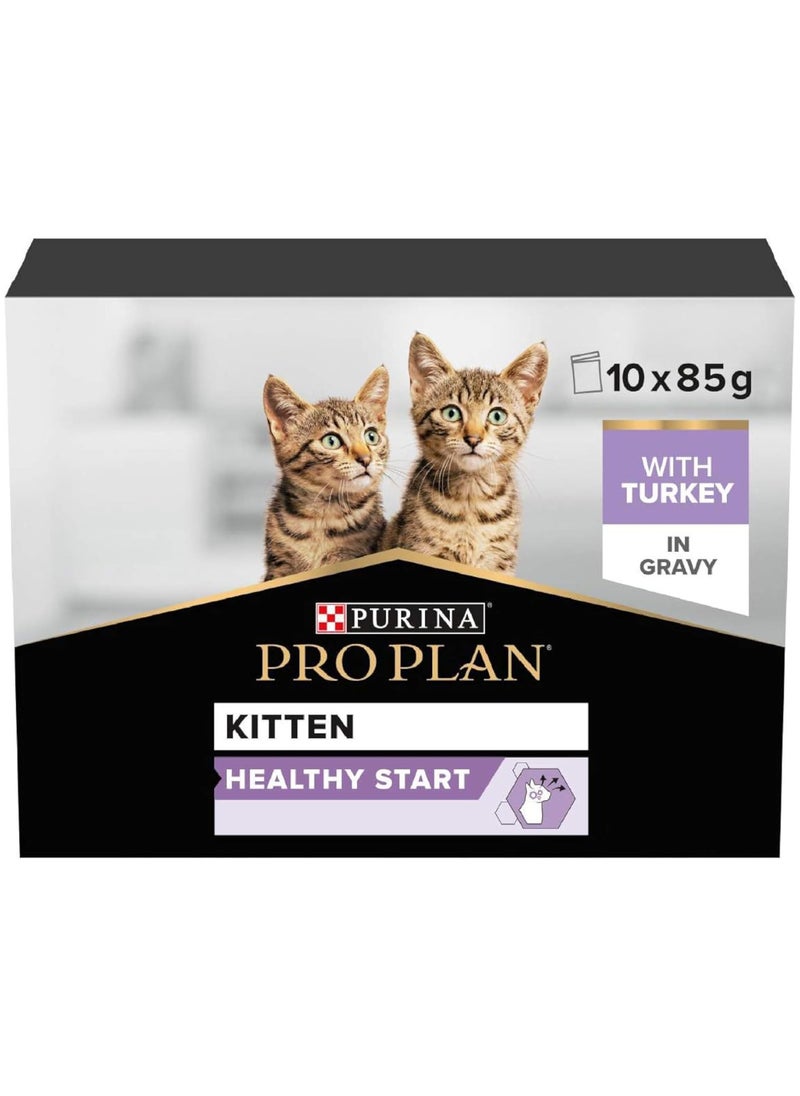 Purina Pro Plan Kitten, Wet Food, Turkey in Gravy 10 x 85g