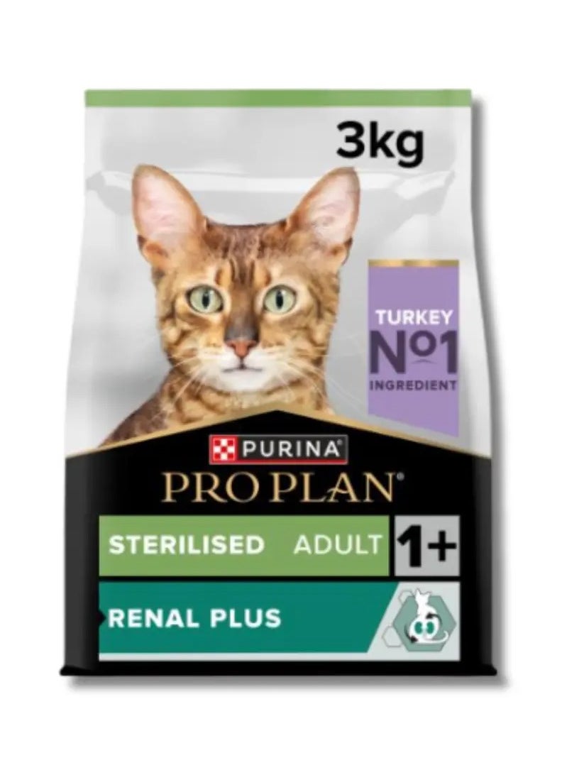 PRO PLAN STERILISED ADULT RENAL PLUS DRY CAT FOOD WITH TURKEY 3KG