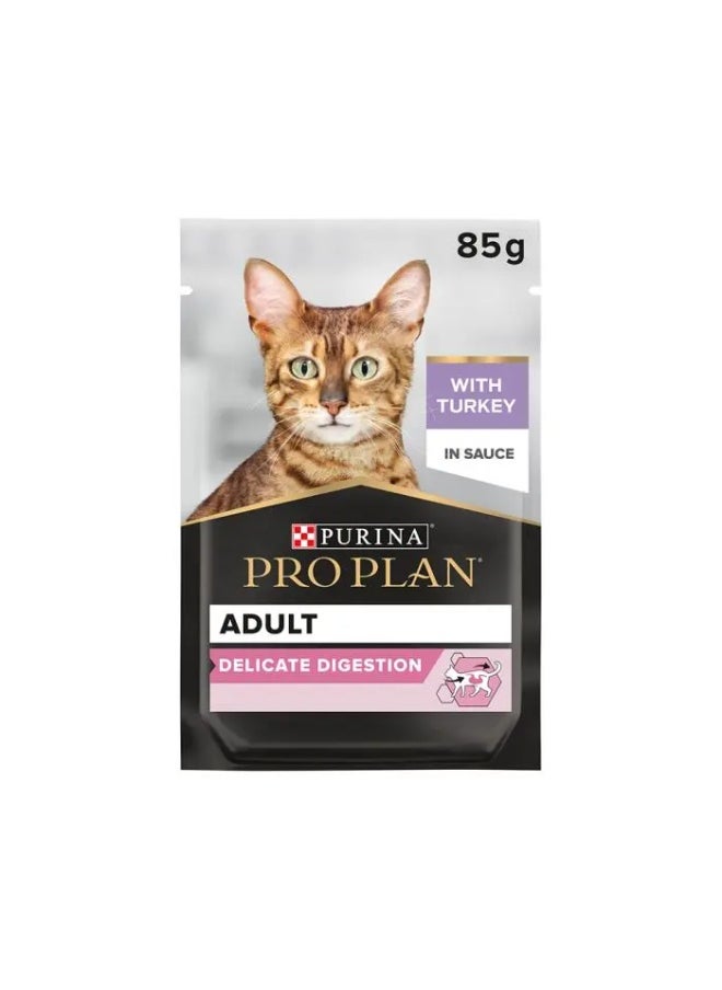 PRO PLAN DELICATE WET CAT FOOD WITH TURKEY GRILLED IN GRAVY 26 X 85G