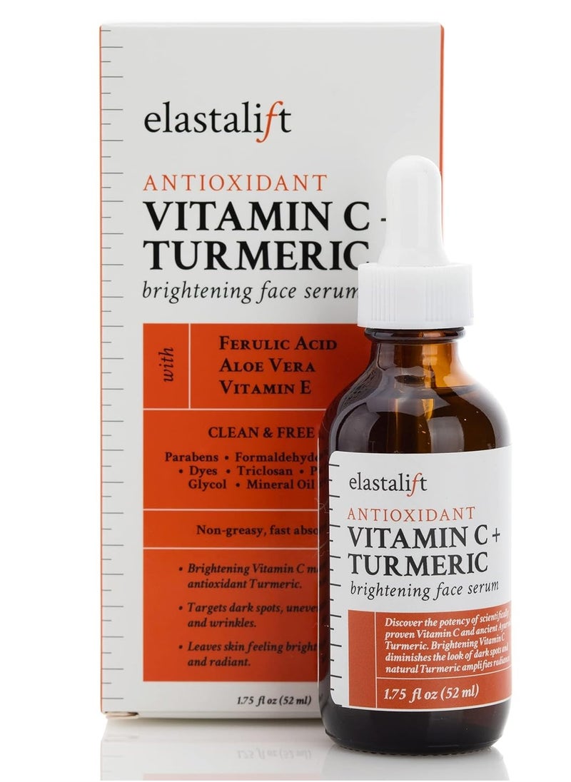 Elastalift Concentrated Vitamin C + Turmeric Oil Anti Aging Facial Serum Skin Care Booster - Promote Clear & Brighten Skin Tone - Hydrate Dry Skin, Fight Redness, Restore Skin Strength - 1.75 Fl Oz