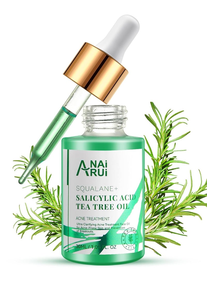 ANAI RUI Acne Face Oil,Tea Tree Oil with Salicylic Acid,Acne Prone Skin Oil,Soothe Acne,Redness Relief, Tea Tree Oil for Face,Back, Clarifying & Purifying 1Fl.OZ