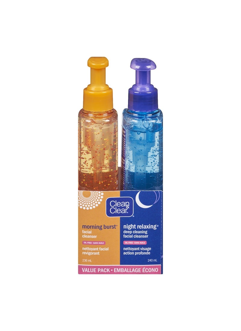 Clean & Clear morning burst/night relaxing day/night cleanser 2 pack