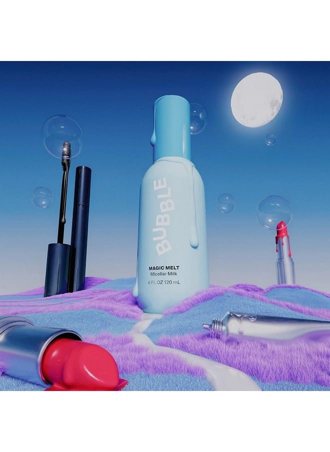 Bubble Skincare Magic Melt Makeup Remover - Micellar Milk Eye Makeup Remover Infused with Raspberry Seed Oil - Hydrating & Soothing Preppy Skikncare for Soft, Refreshed Skin (120ml)