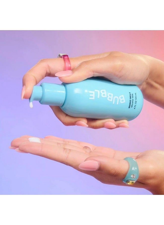 Bubble Skincare Magic Melt Makeup Remover - Micellar Milk Eye Makeup Remover Infused with Raspberry Seed Oil - Hydrating & Soothing Preppy Skikncare for Soft, Refreshed Skin (120ml)