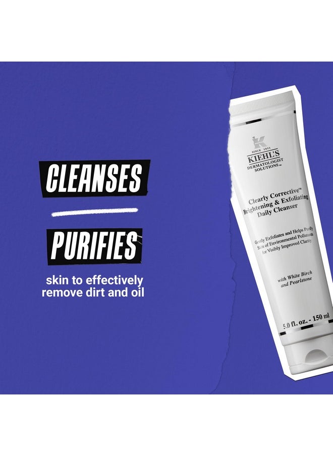 Kiehl's Clearly Corrective Brightening & Exfoliating Daily Cleanser, Gentle Face Wash for All Skin Types, Purifies & Exfoliates, Removes Dirt & Oil, with White Birch Extract & Peony Extract - 5 fl oz